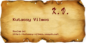 Kutassy Vilmos névjegykártya