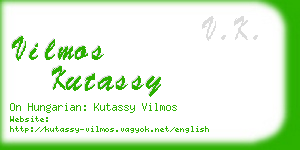 vilmos kutassy business card